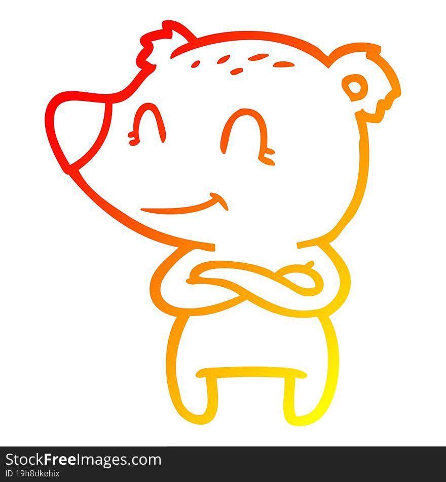 warm gradient line drawing friendly bear cartoon