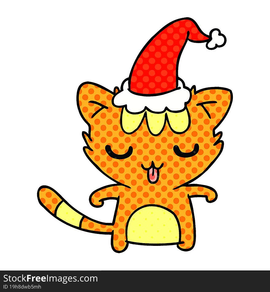 christmas cartoon of kawaii cat