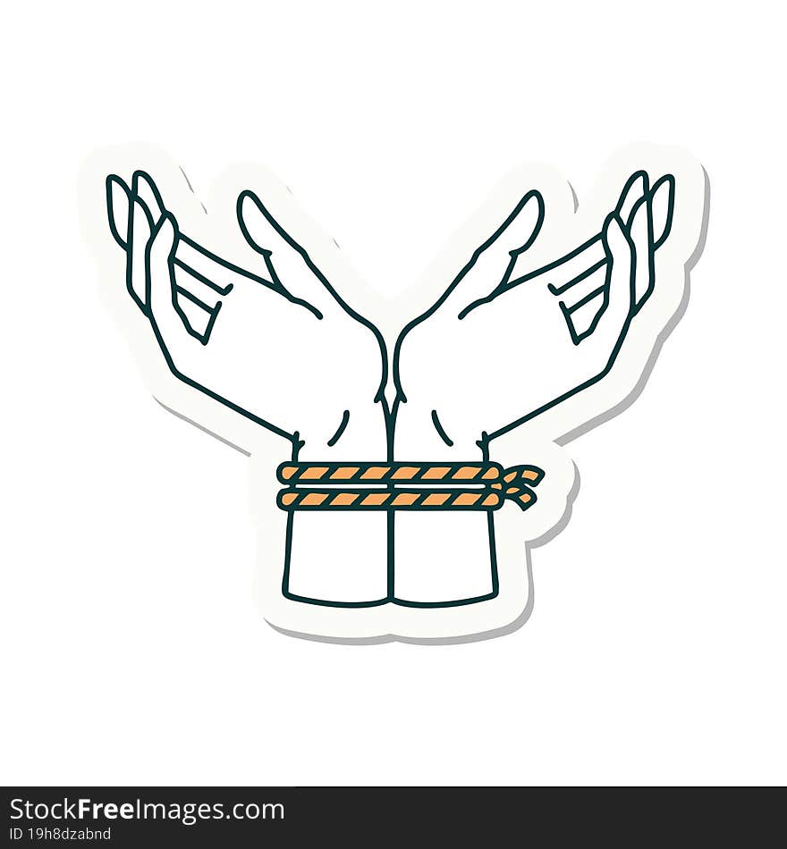 Tattoo Style Sticker Of A Pair Of Tied Hands