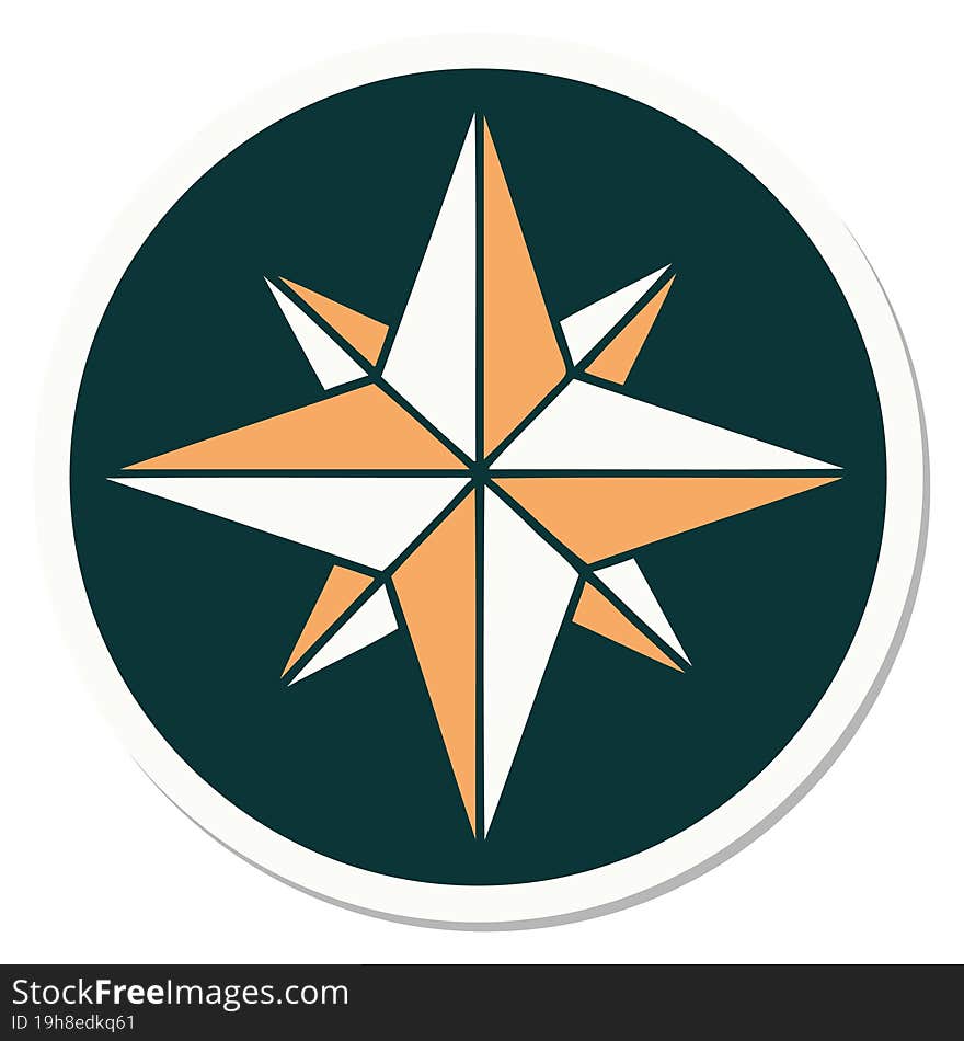 sticker of tattoo in traditional style of a star. sticker of tattoo in traditional style of a star