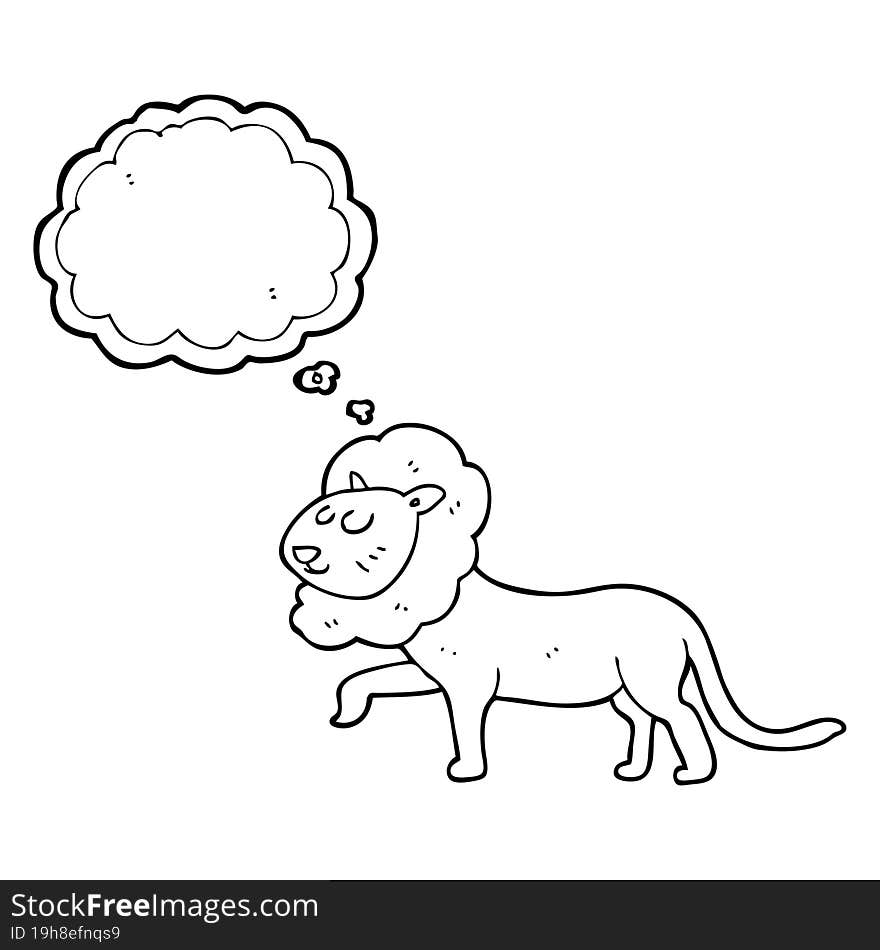 freehand drawn thought bubble cartoon lion