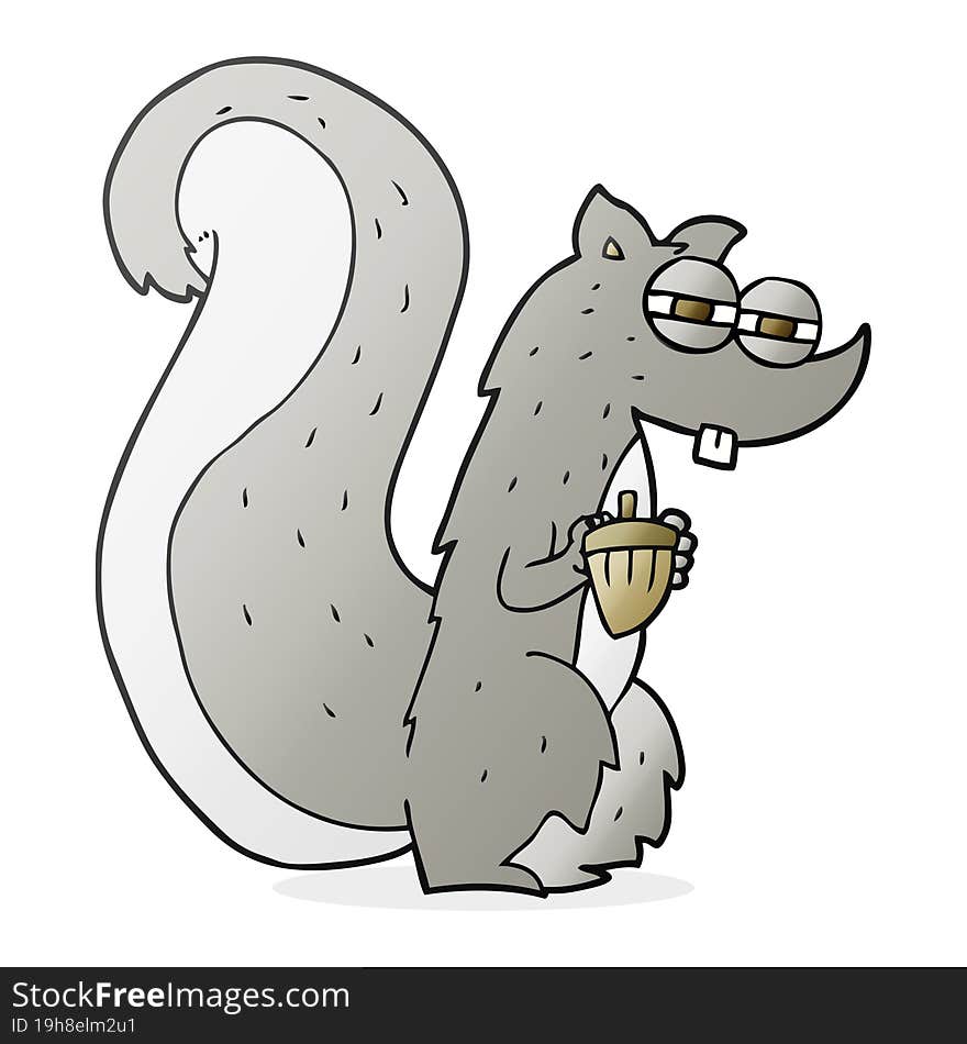 Cartoon Squirrel With Nut