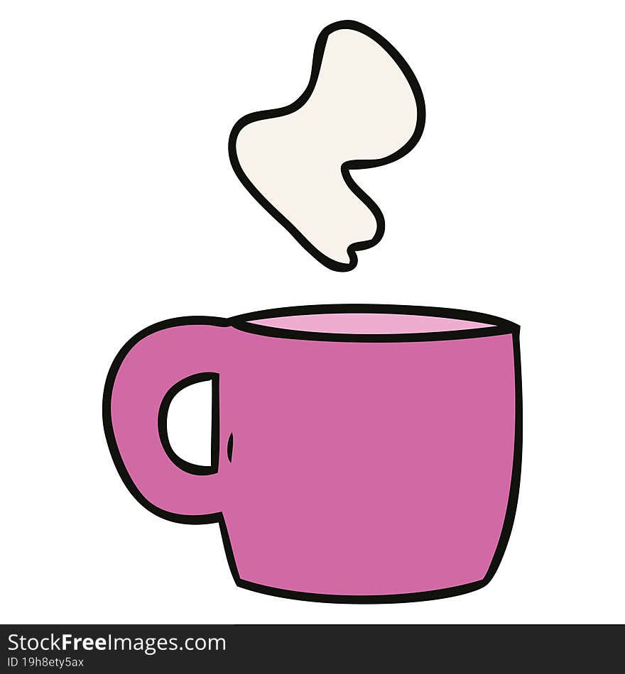 Cartoon Doodle Of A Steaming Hot Drink