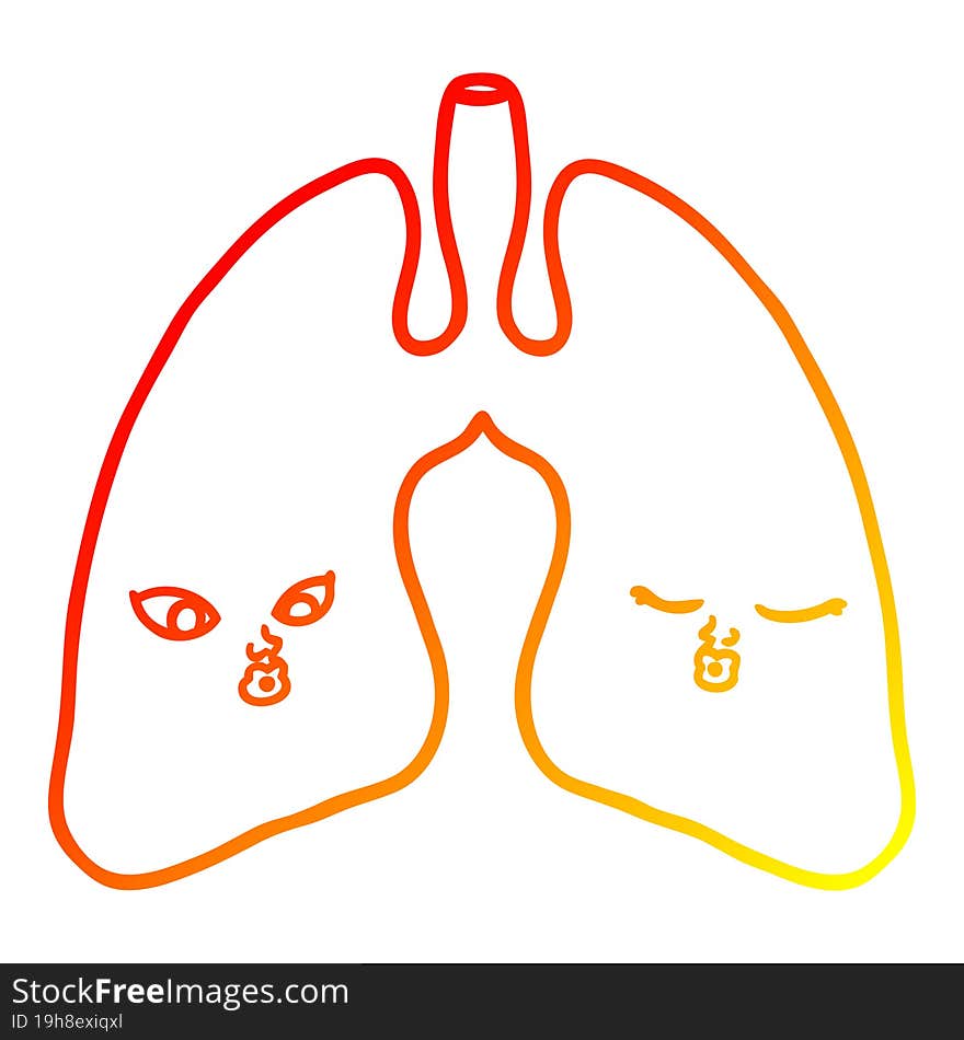 warm gradient line drawing cartoon lungs