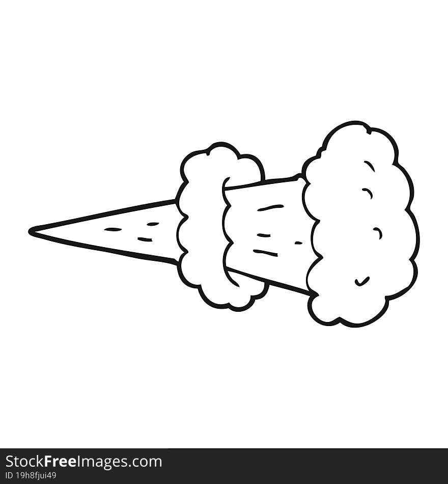 freehand drawn black and white cartoon smoke explosion