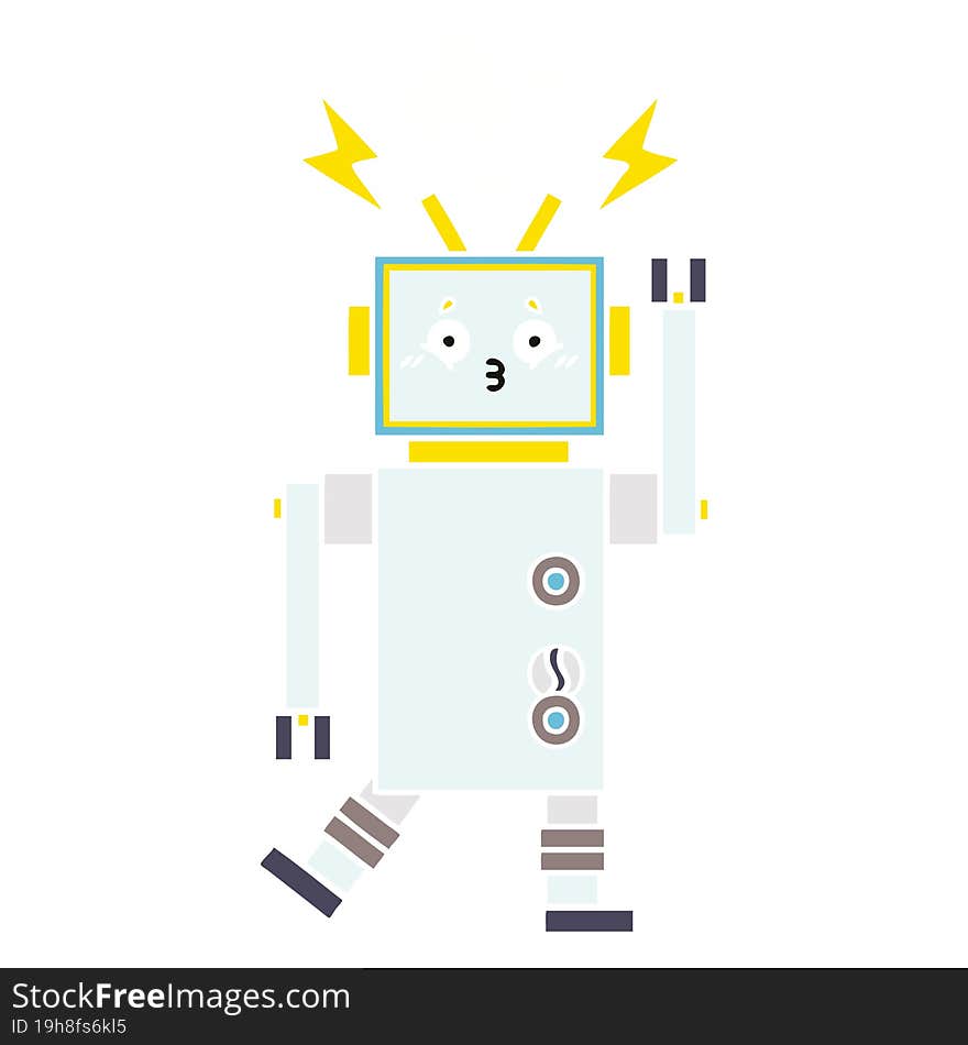 Flat Color Retro Cartoon Robot