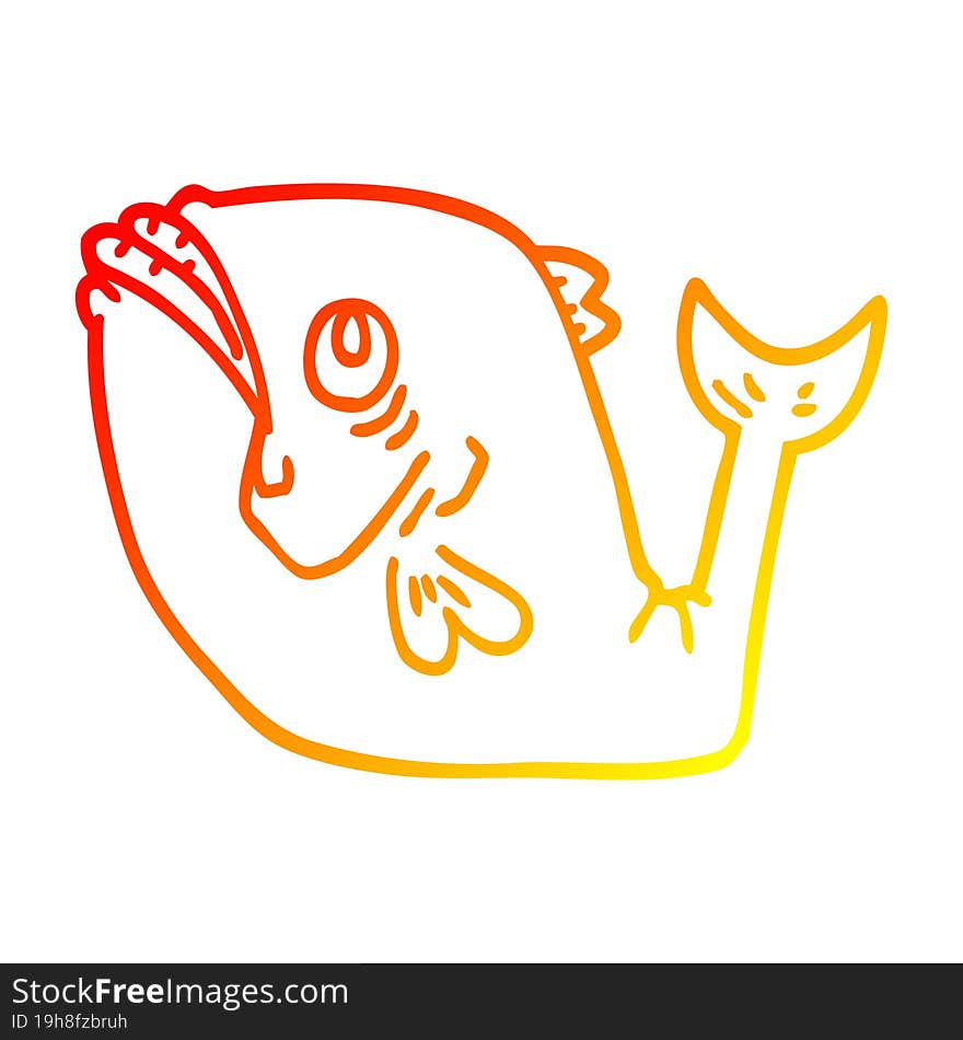 warm gradient line drawing funny cartoon fish