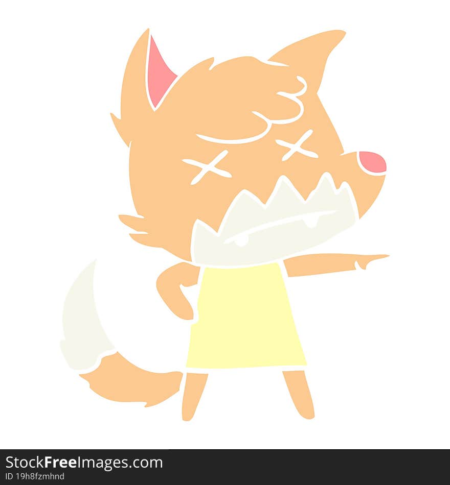 flat color style cartoon dead fox