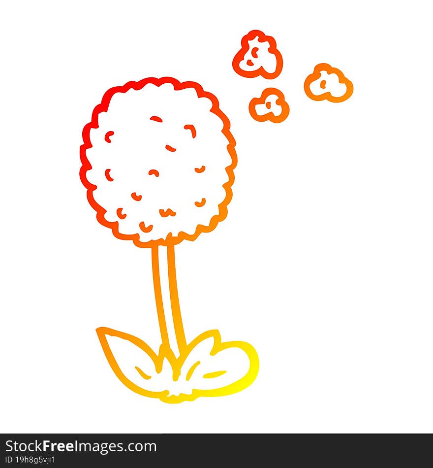 warm gradient line drawing cartoon flower