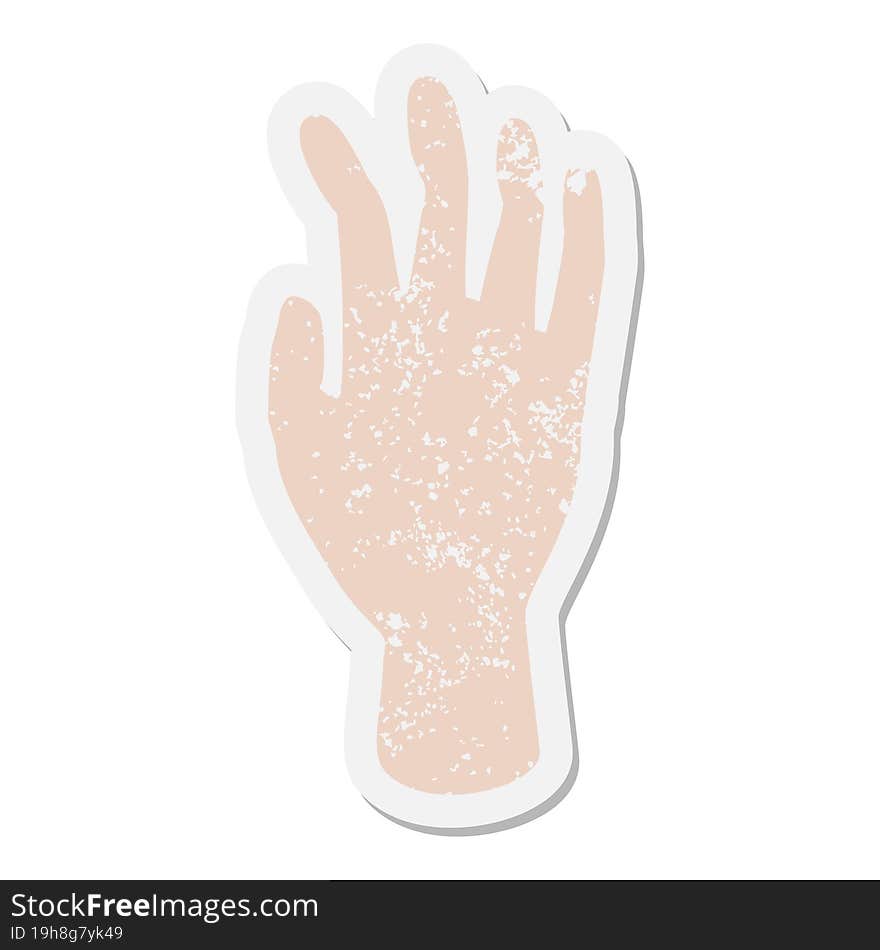 Waving Hand Grunge Sticker