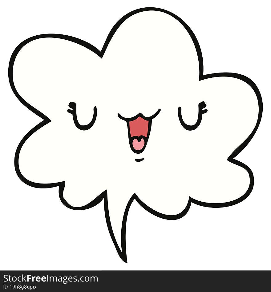 cute happy cartoon face with speech bubble. cute happy cartoon face with speech bubble