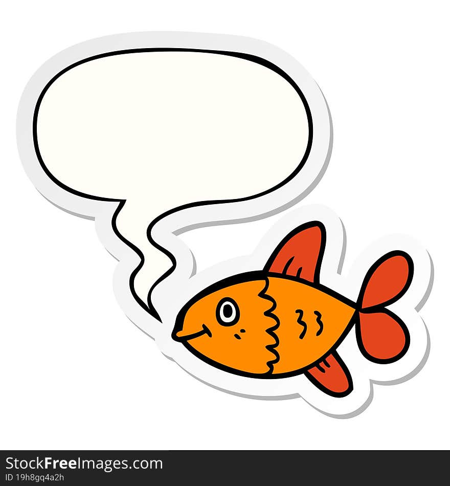 cartoon fish and speech bubble sticker