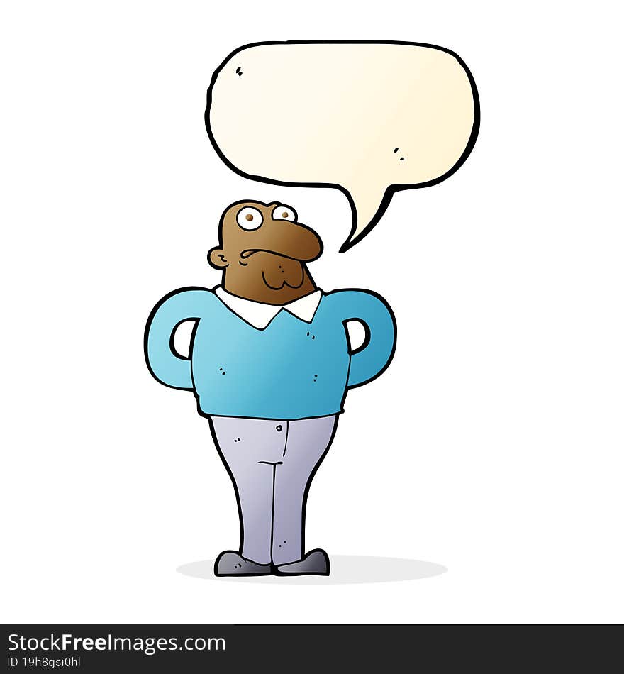 Cartoon Worried Man With Speech Bubble