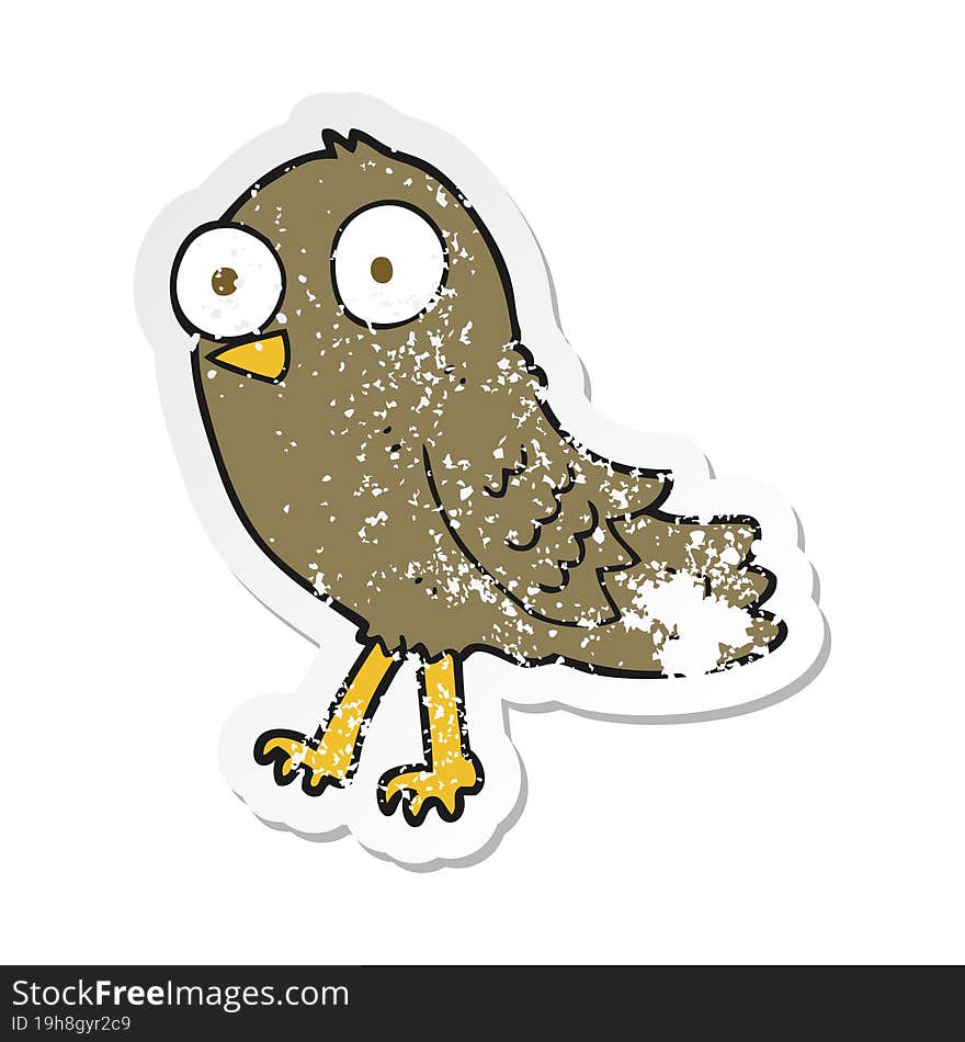 retro distressed sticker of a cartoon bird