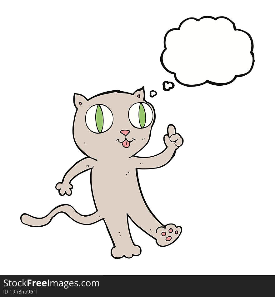 cartoon cat with idea with thought bubble