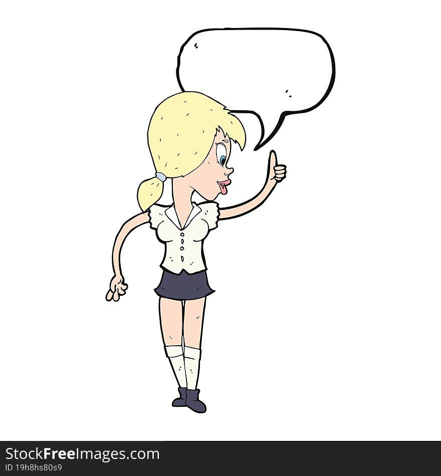 cartoon girl with idea with speech bubble