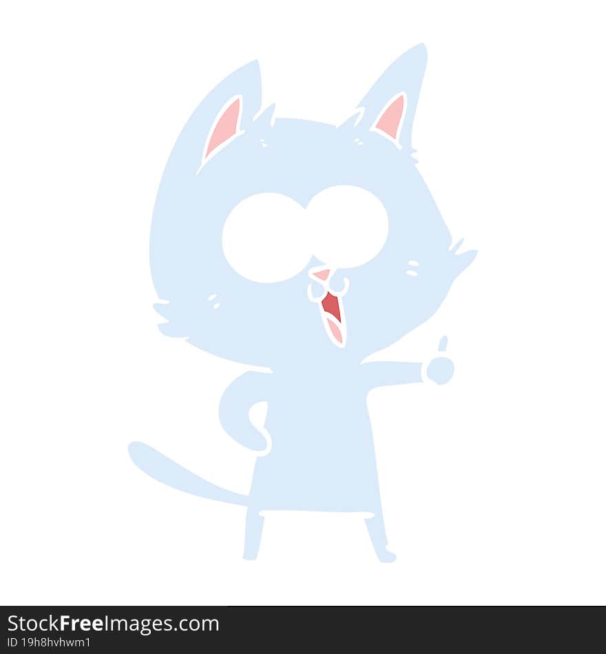 funny flat color style cartoon cat