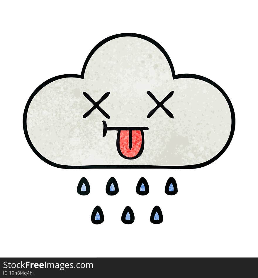 retro grunge texture cartoon of a rain cloud