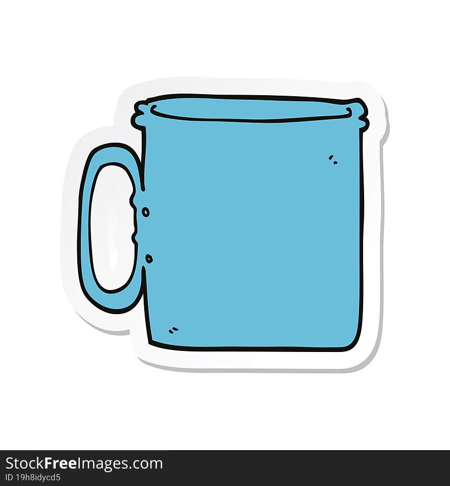 sticker of a cartoon camping cup of coffee