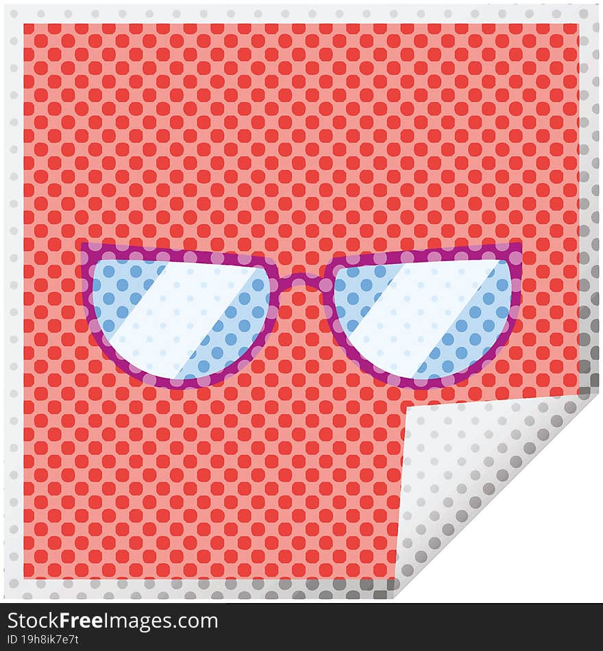 spectacles graphic vector illustration square sticker. spectacles graphic vector illustration square sticker