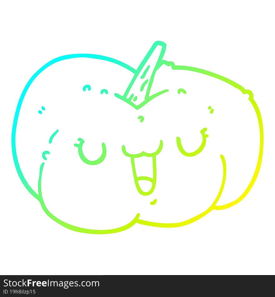 cold gradient line drawing cartoon pumpkin