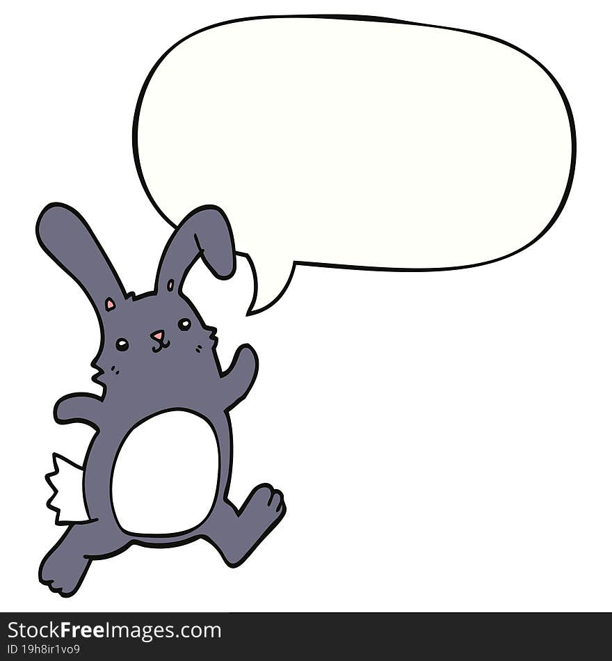 cartoon rabbit running with speech bubble. cartoon rabbit running with speech bubble