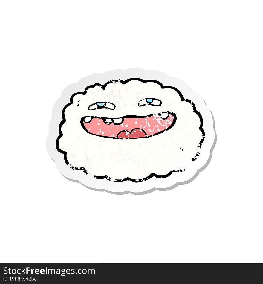 retro distressed sticker of a happy cartoon cloud