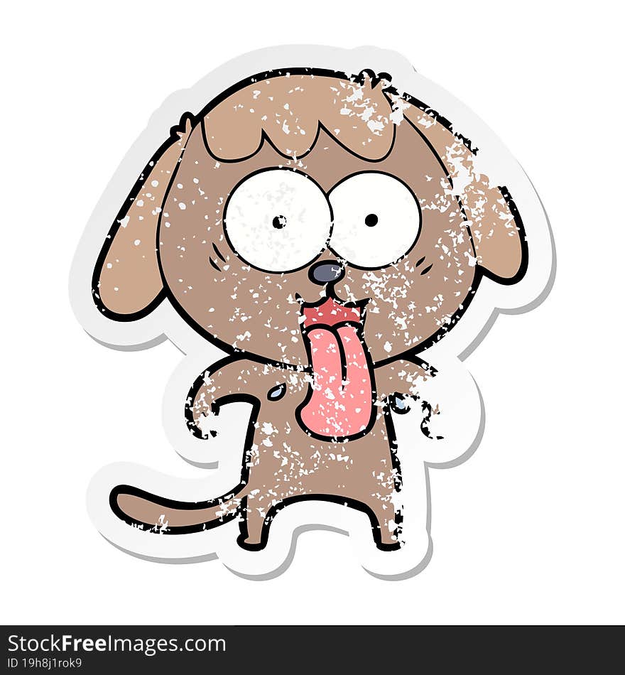 distressed sticker of a cute cartoon dog