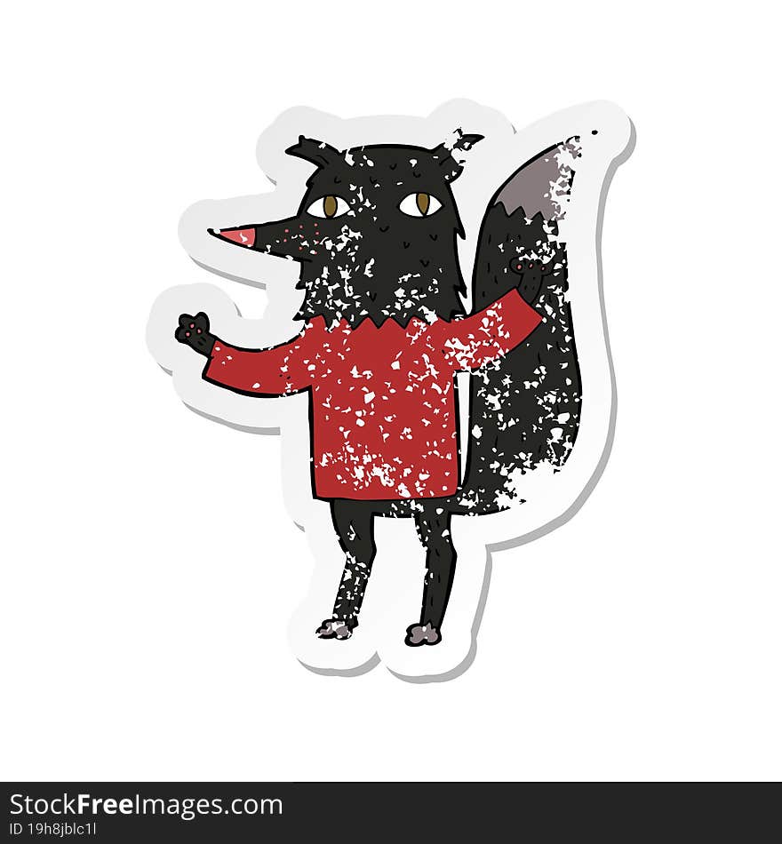 retro distressed sticker of a cartoon wolf