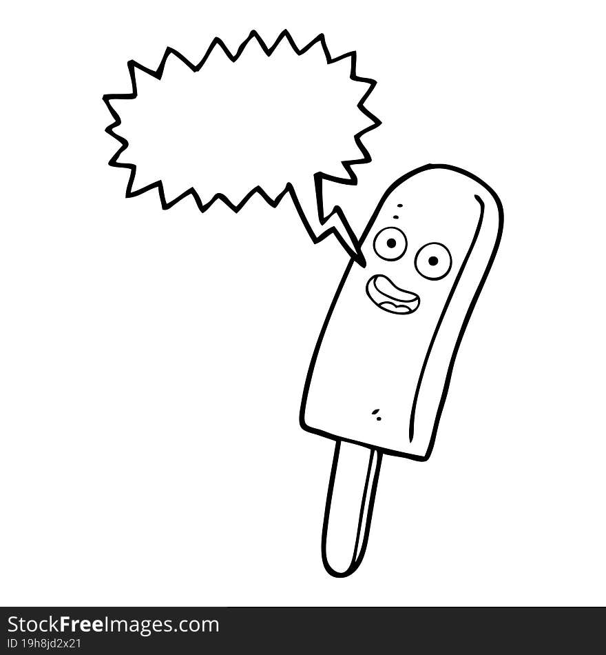 freehand drawn speech bubble cartoon ice lolly