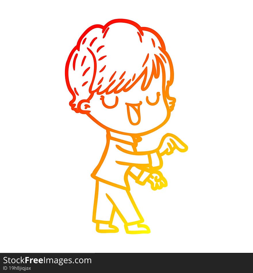 warm gradient line drawing of a cartoon woman talking