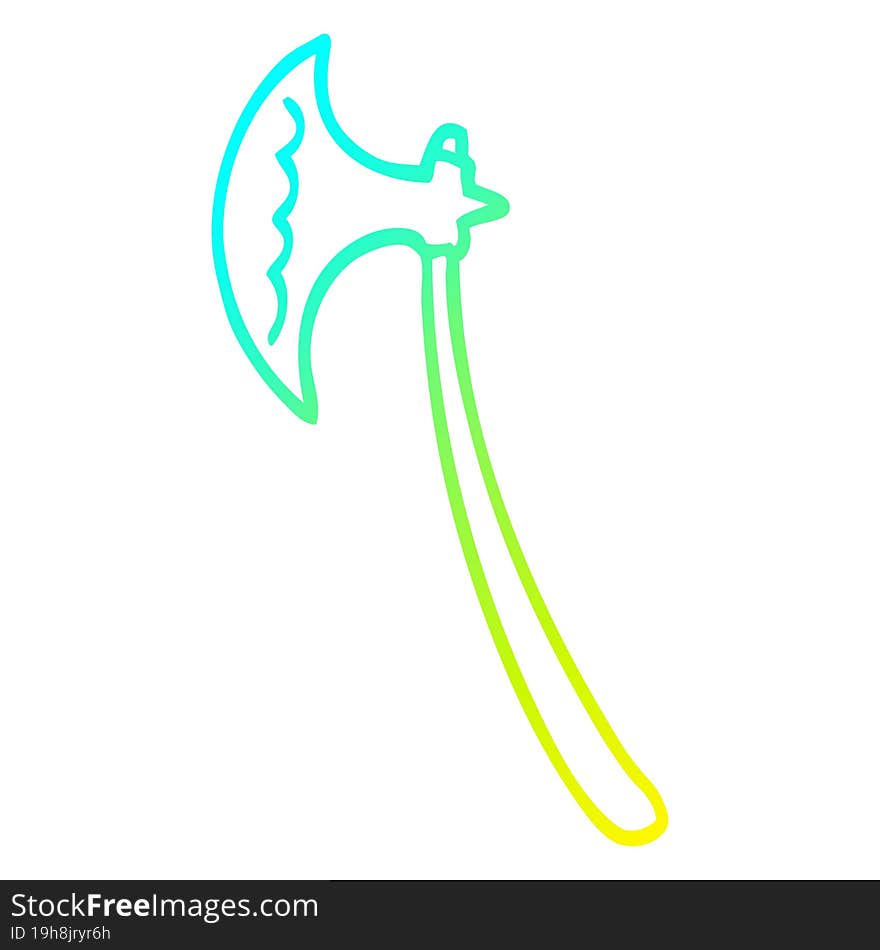 cold gradient line drawing cartoon medieval axe