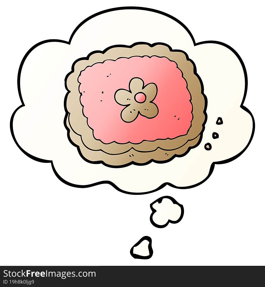 cartoon biscuit and thought bubble in smooth gradient style