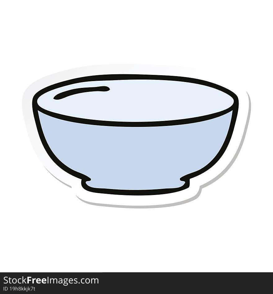 sticker of a quirky hand drawn cartoon bowl