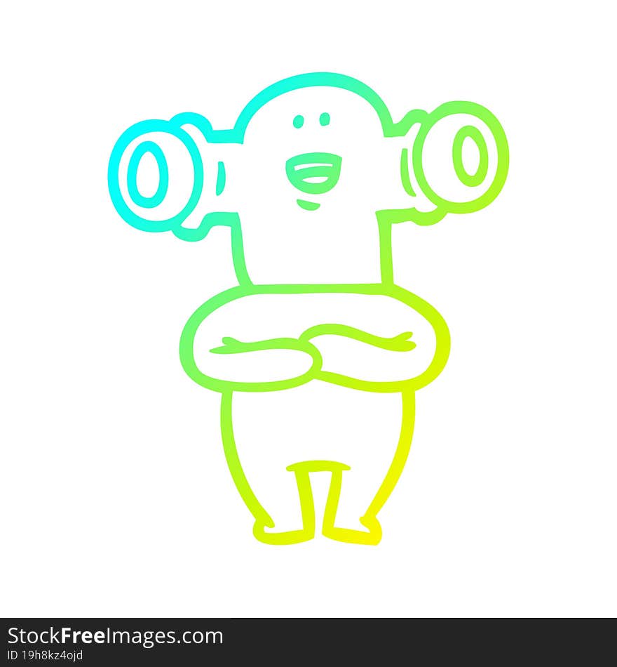 cold gradient line drawing friendly cartoon alien