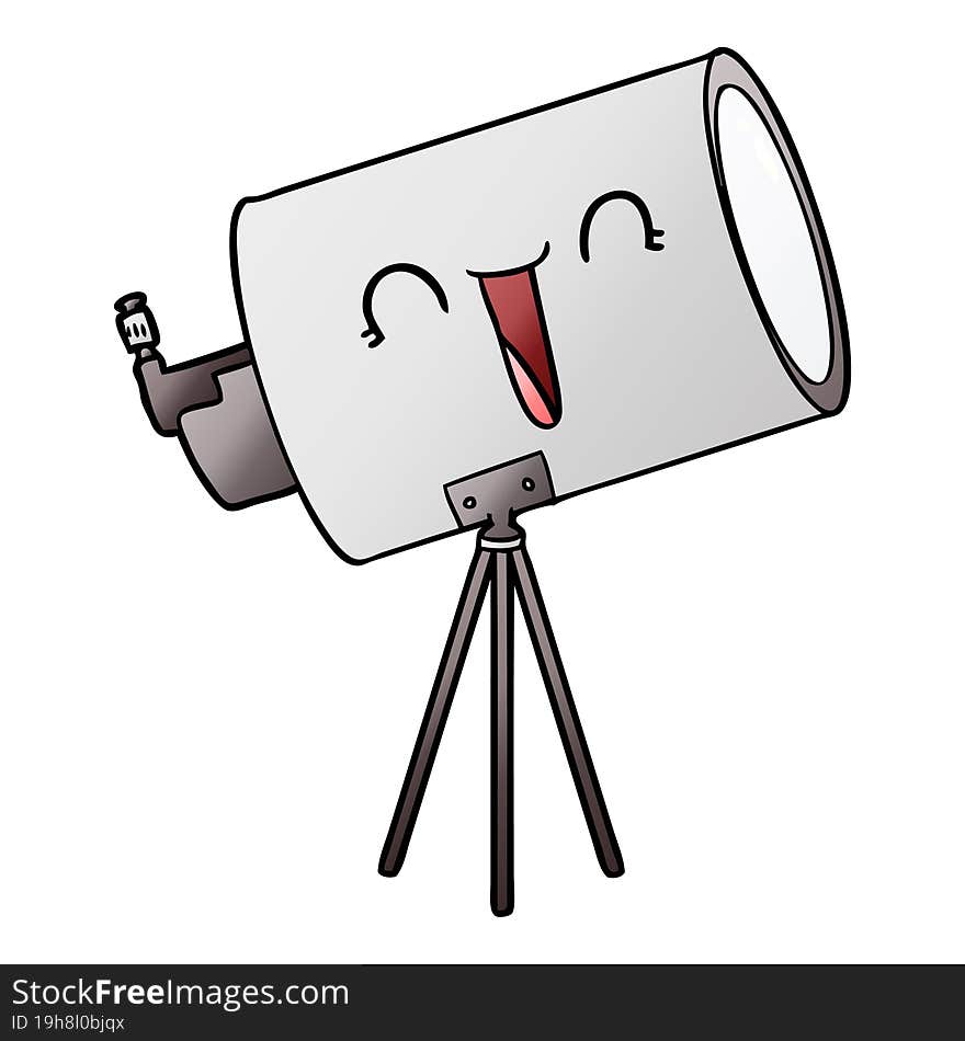 cartoon telescope with face. cartoon telescope with face