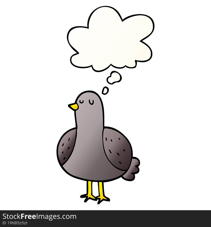 cartoon bird with thought bubble in smooth gradient style