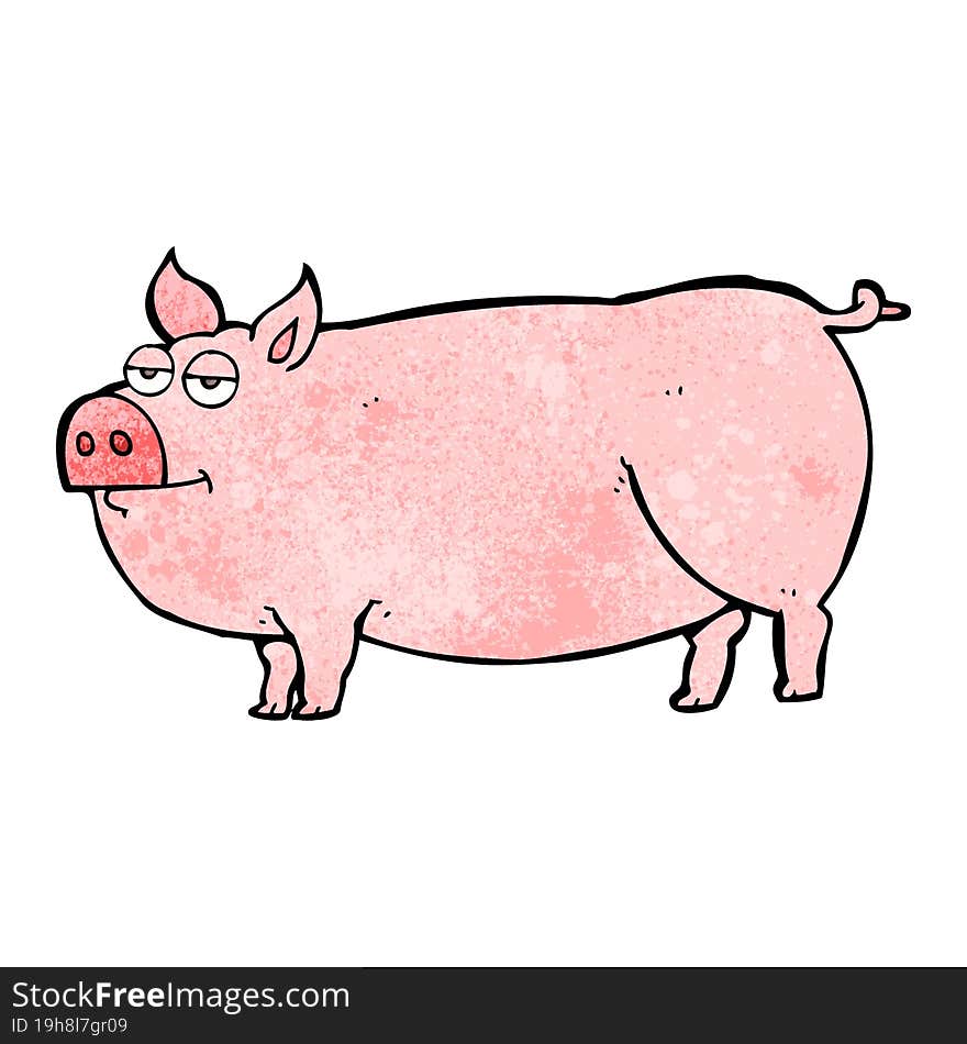 freehand textured cartoon huge pig