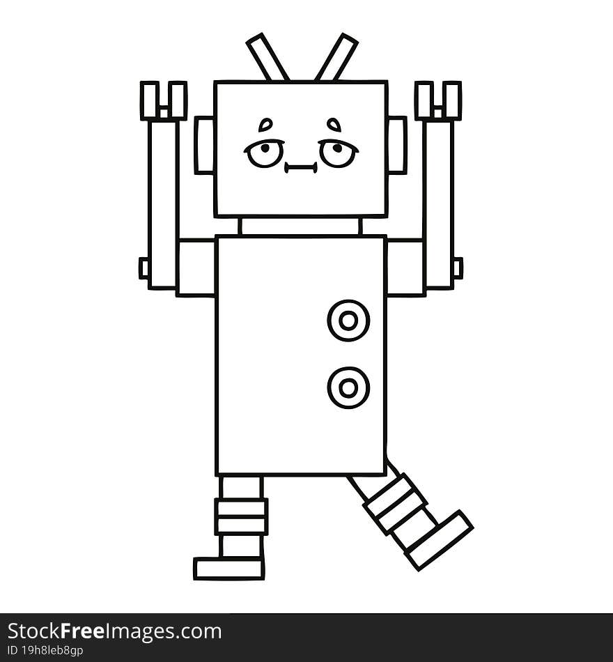 Line Drawing Cartoon Robot