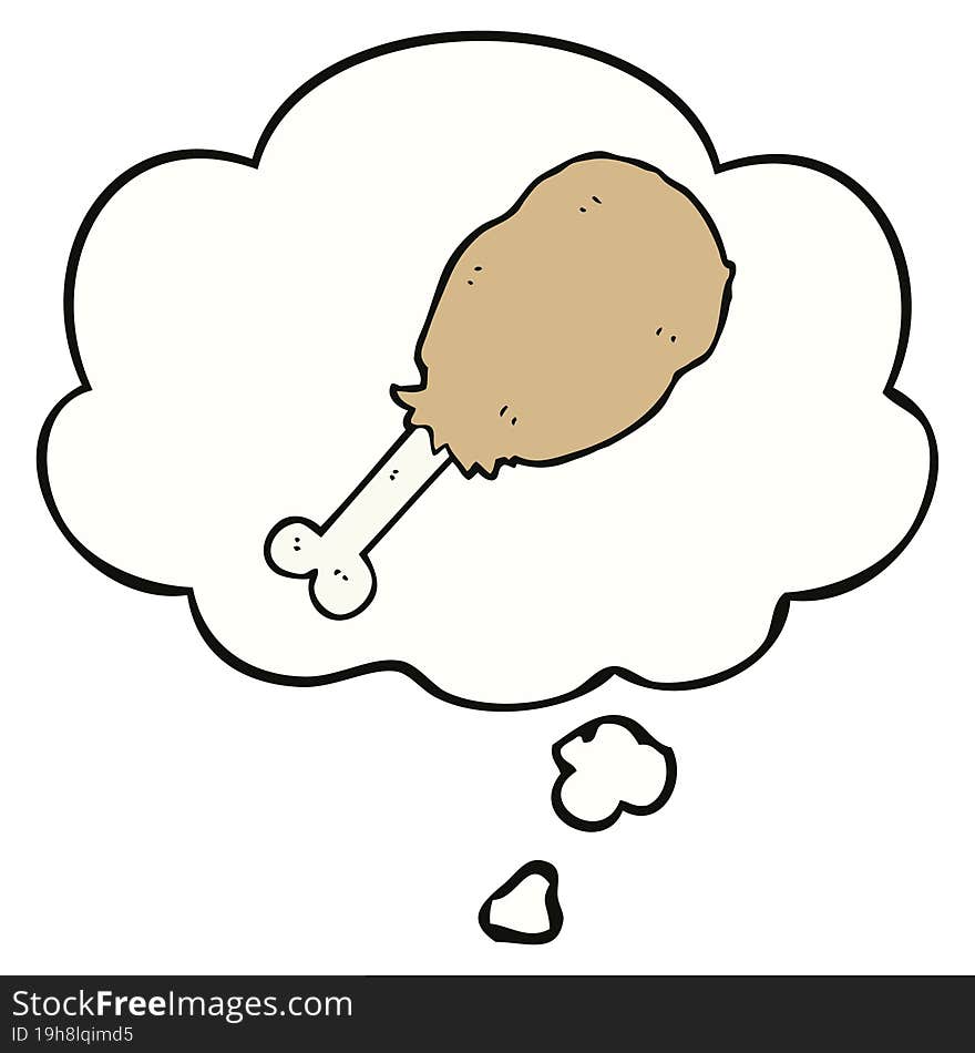 cartoon chicken leg with thought bubble. cartoon chicken leg with thought bubble