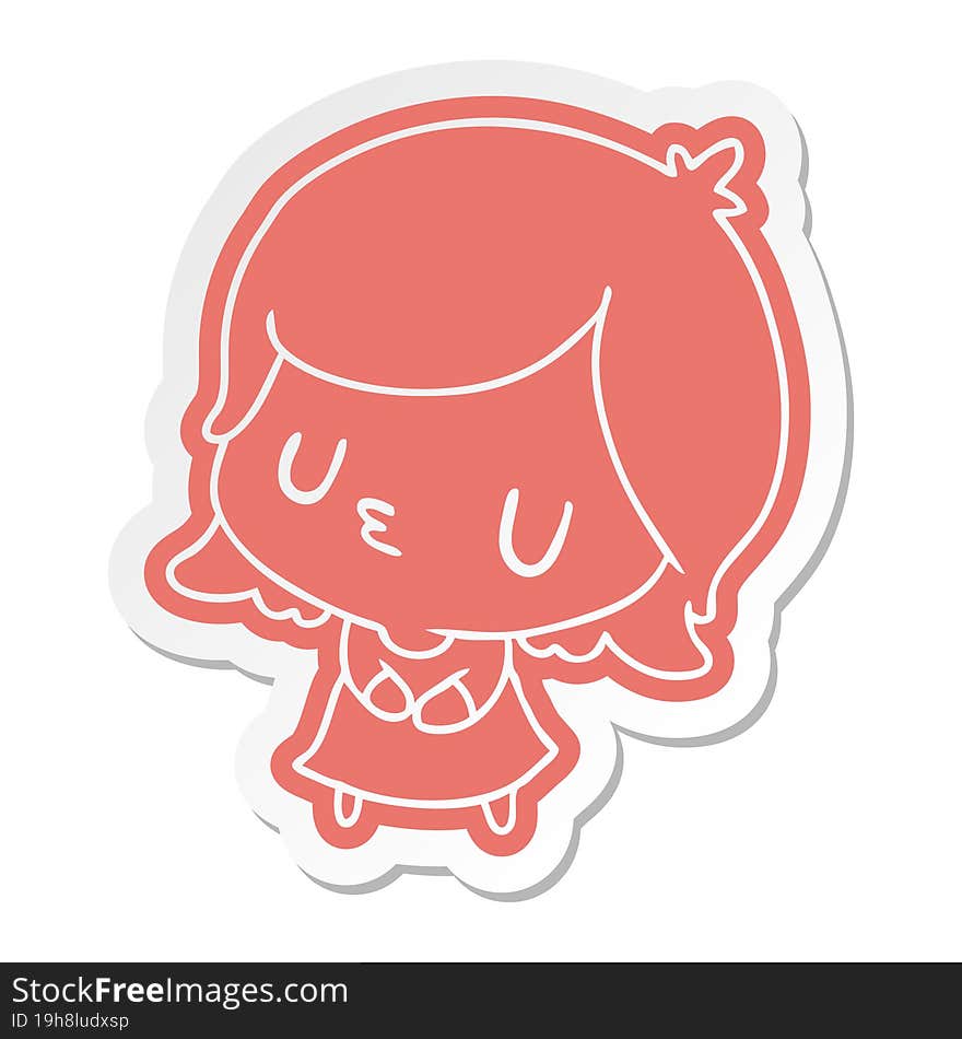 Cartoon Sticker Of A Cute Kawaii Girl