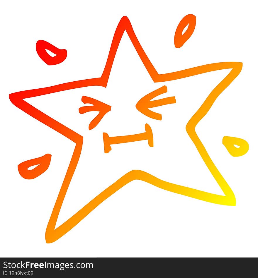 Warm Gradient Line Drawing Funny Cartoon Star