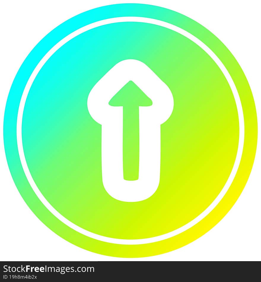 pointing arrow circular in cold gradient spectrum