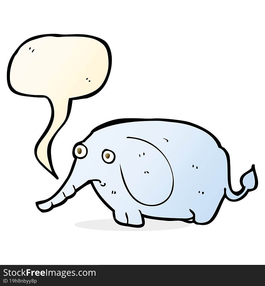 Cartoon Sad Little Elephant With Speech Bubble