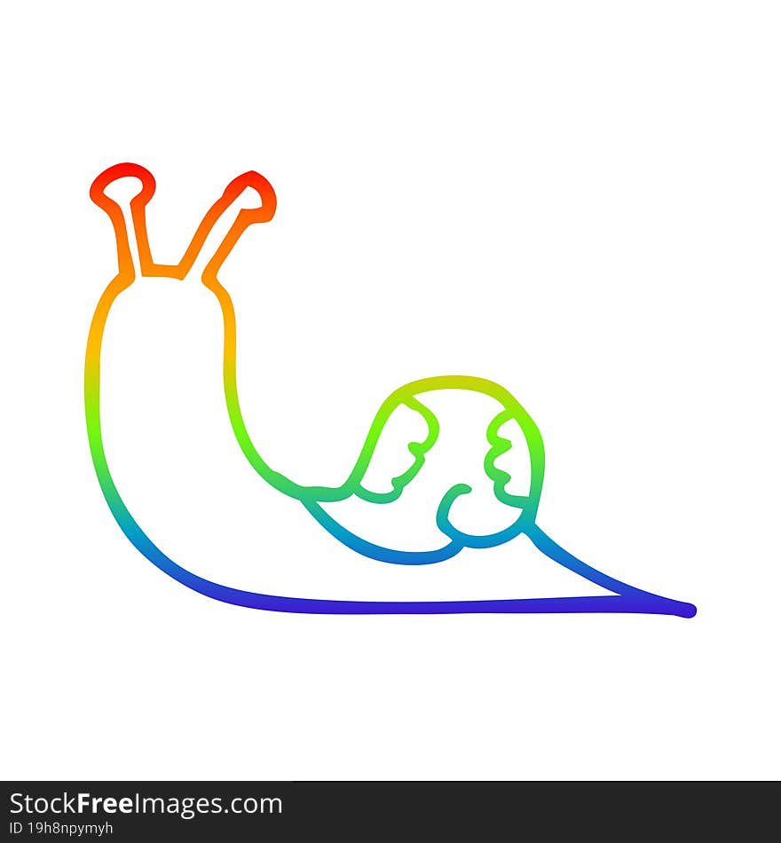 rainbow gradient line drawing cartoon snail