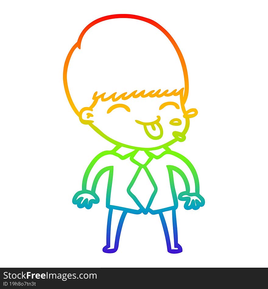 Rainbow Gradient Line Drawing Cartoon Rude Man