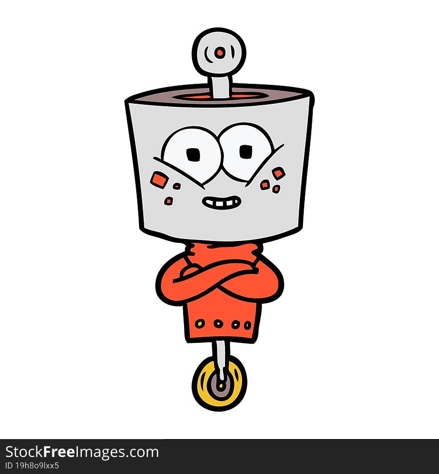 happy cartoon robot. happy cartoon robot