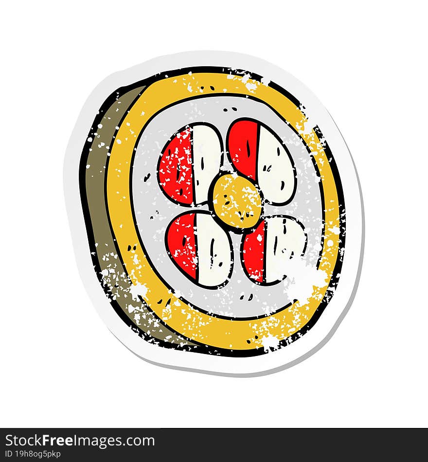 retro distressed sticker of a cartoon medieval shield