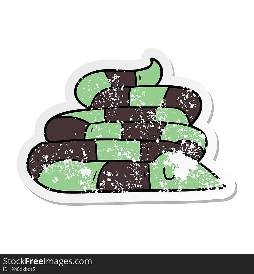 distressed sticker of a cartoon sleepy snake