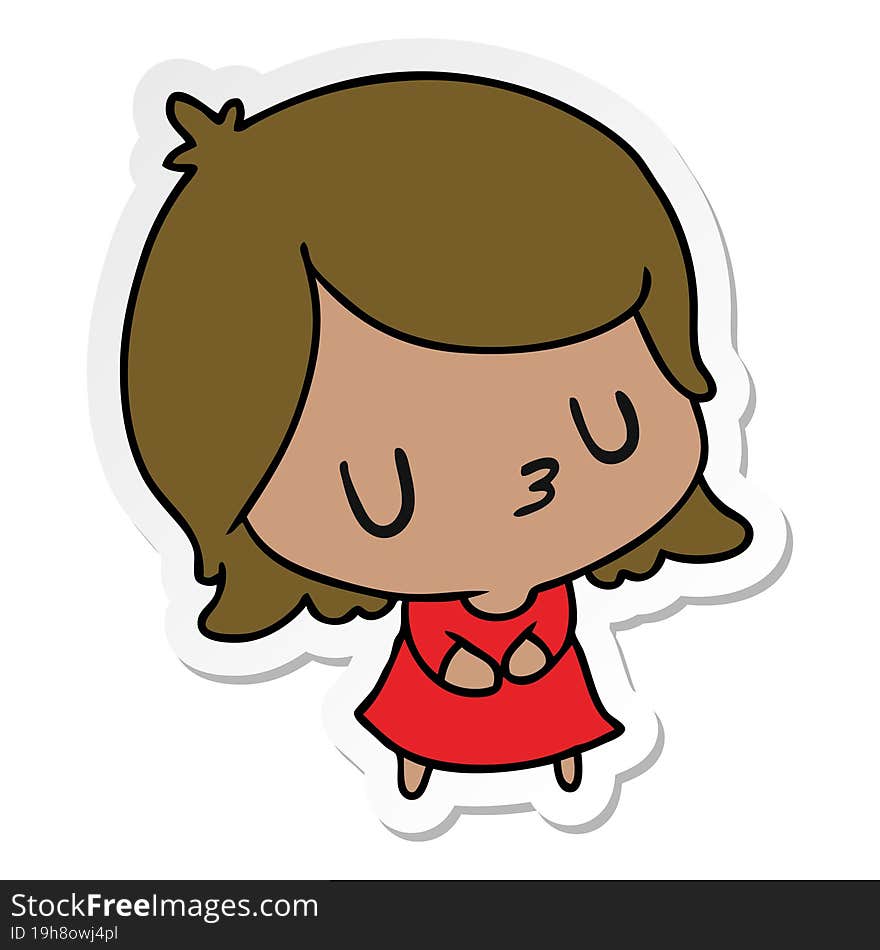 sticker cartoon illustration of a cute kawaii girl. sticker cartoon illustration of a cute kawaii girl